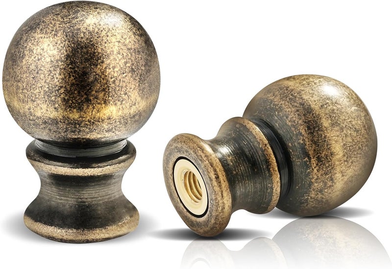 EMNOOTI Ball Lamp Finial Cap Knob for Lamp Shade Top,Solid Lamp Finial Caps,Heavy Metal Top Screw Finial for Black Lamp Shade Holder Antique Brass Lamp Harp (Bronze / 2-Pack) - Image 1